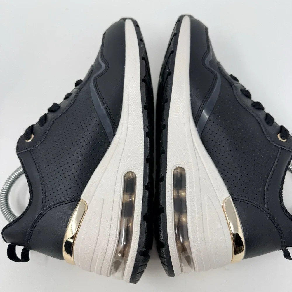 Skechers Million Air Hotter Air Womens 6.5 Black Gold Wedge Sneakers 155399